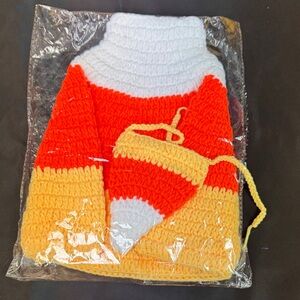 Candy corn Knit Pet Costume Colorful Striped Sweater orange yellow white new